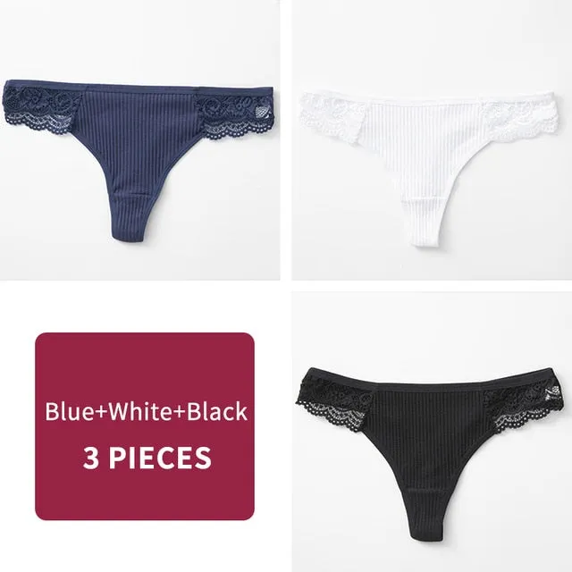 3Pcs/Lot Women's Cotton G-String Thong Panties String Underwear Women Briefs Sexy Lingerie Pants Intimate Ladies Letter Low-Rise
