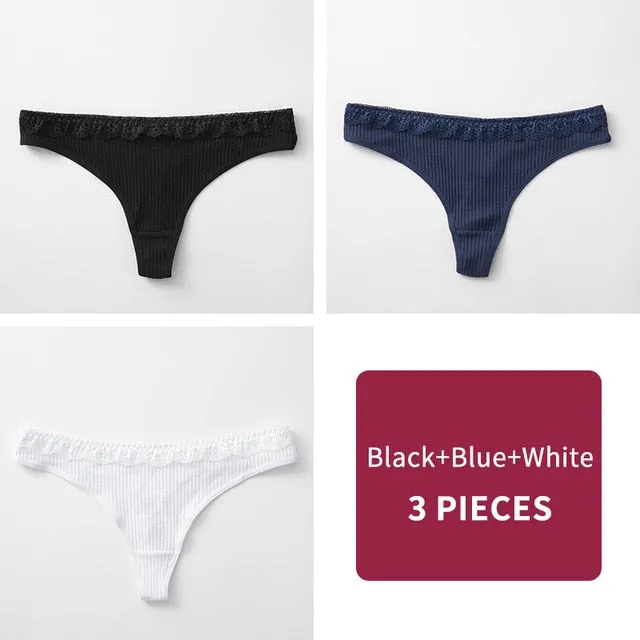 3Pcs/Lot Women's Cotton G-String Thong Panties String Underwear Women Briefs Sexy Lingerie Pants Intimate Ladies Letter Low-Rise