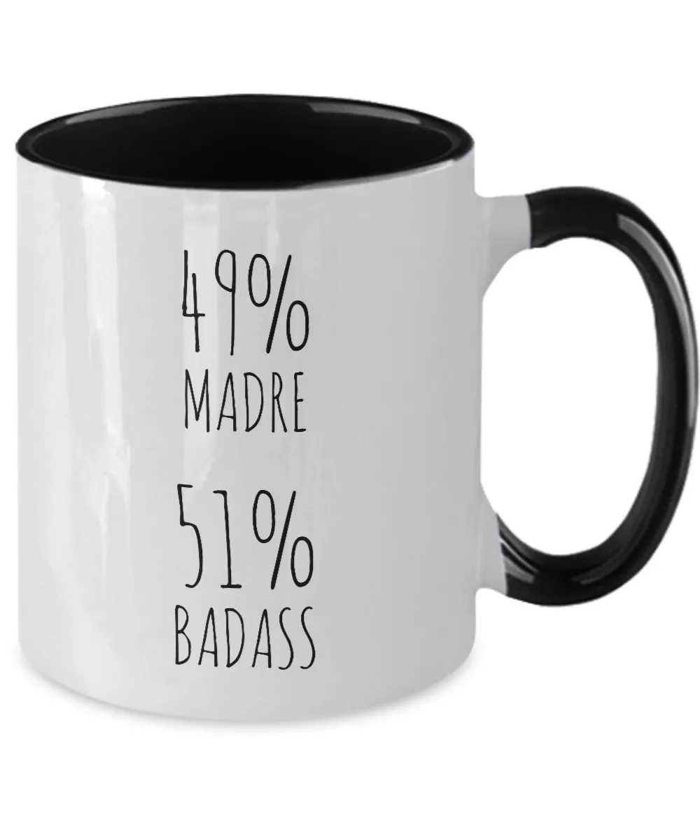 49% Madre 51% Badass Two-Tone Mug Coffee Cup Funny Gift