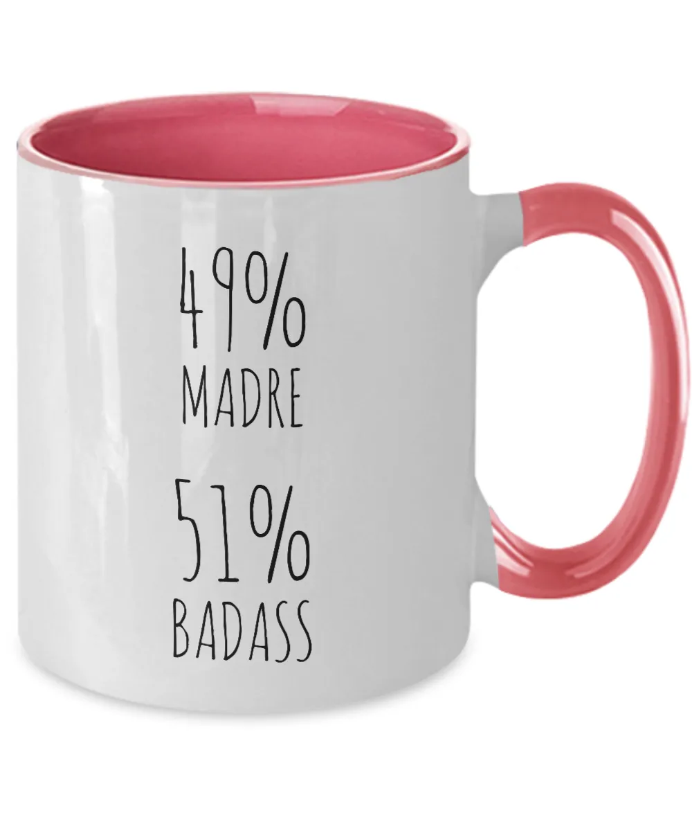 49% Madre 51% Badass Two-Tone Mug Coffee Cup Funny Gift