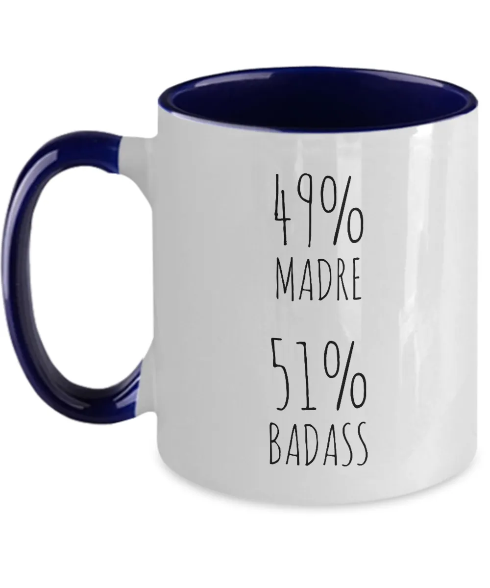 49% Madre 51% Badass Two-Tone Mug Coffee Cup Funny Gift