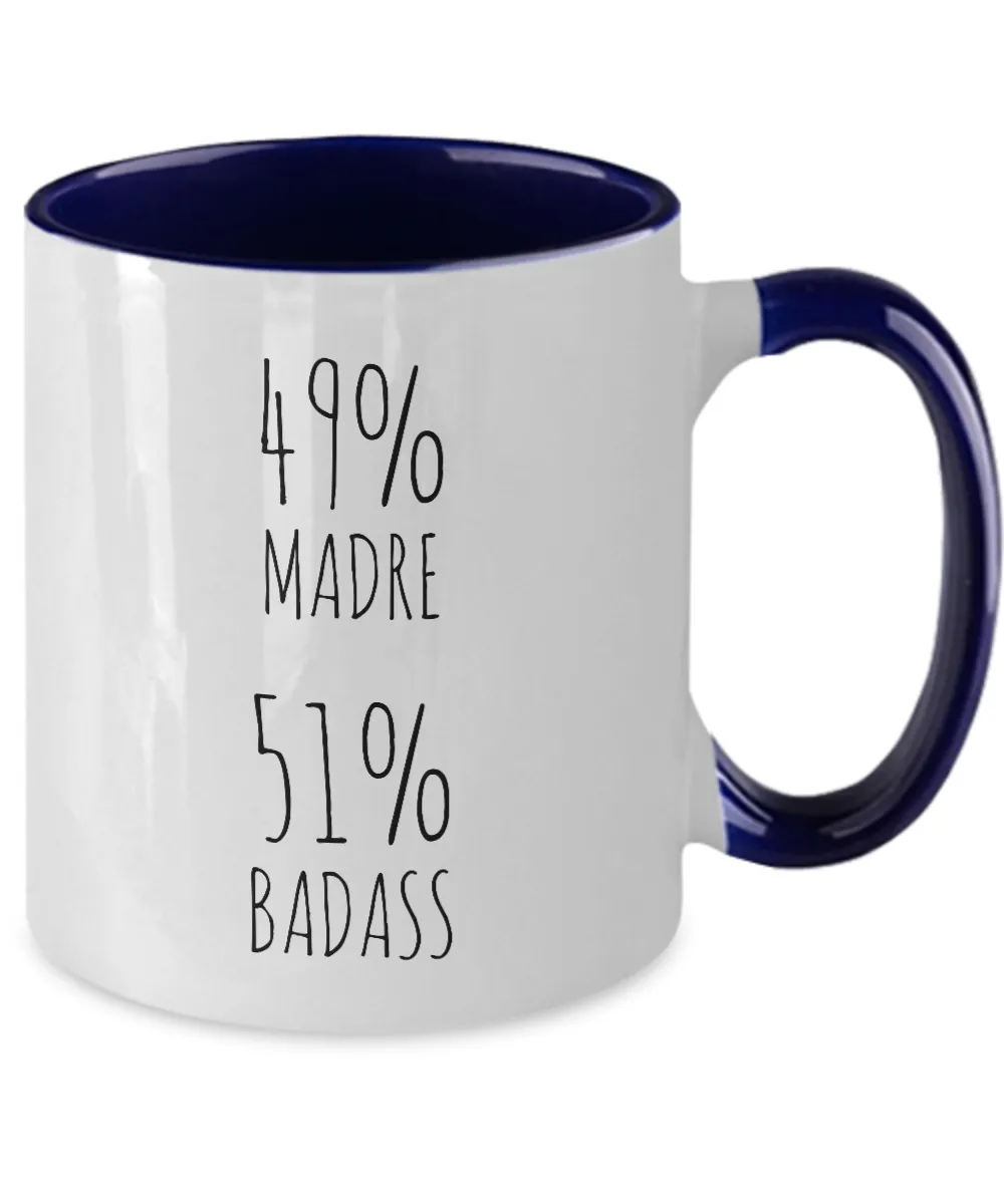 49% Madre 51% Badass Two-Tone Mug Coffee Cup Funny Gift
