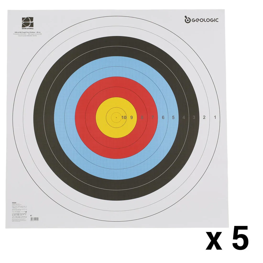 5 Archery Target Faces 80x80 cm