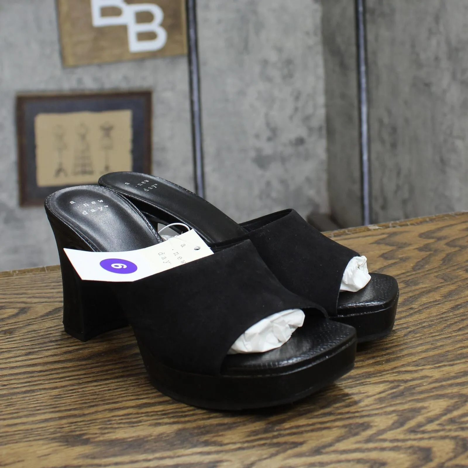 A New Day Women's Darla Platform Mule Heels 87931479 Black 6M