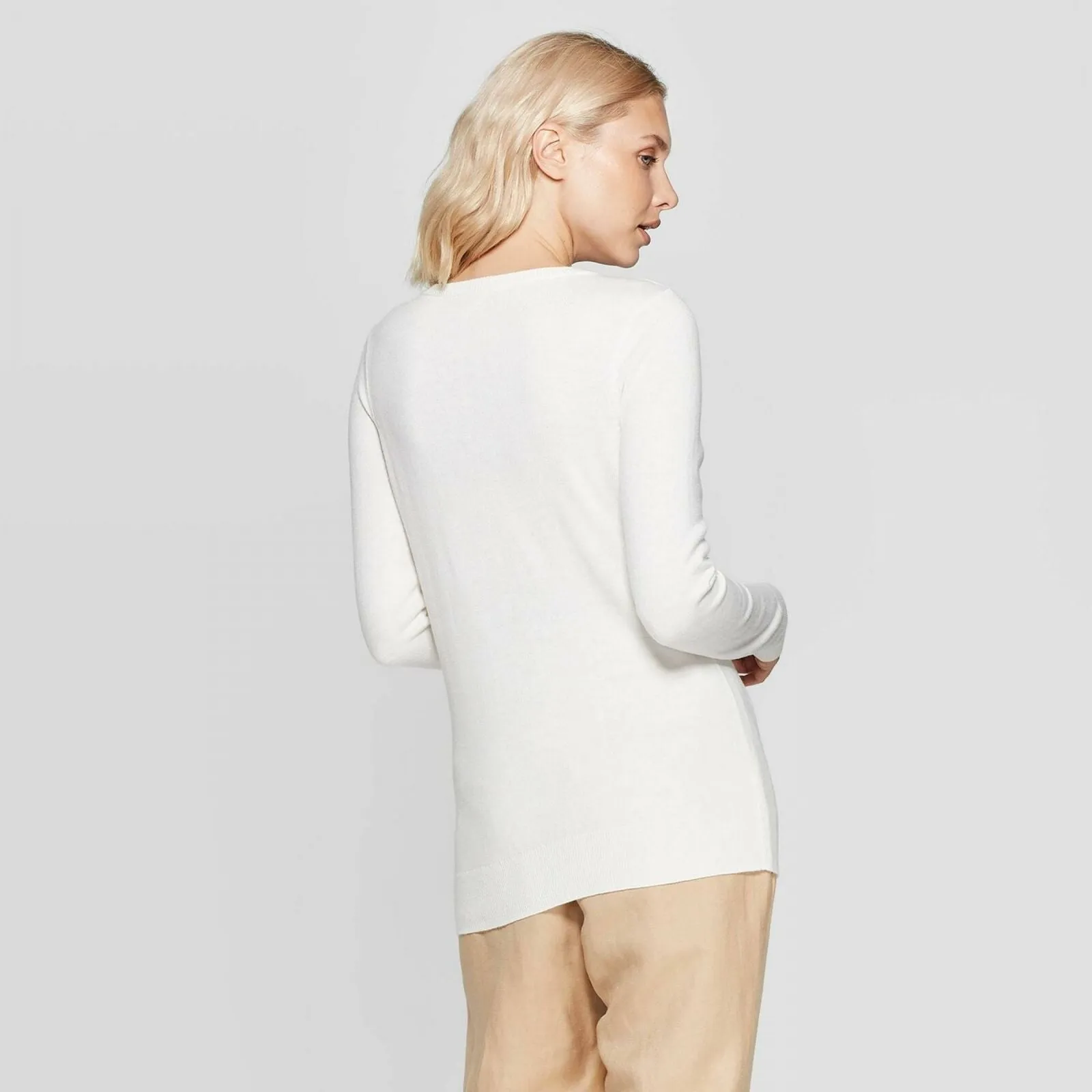 A New Day Women's Long Sleeve Ribbed Cuff V-Neck Pullover Sweater