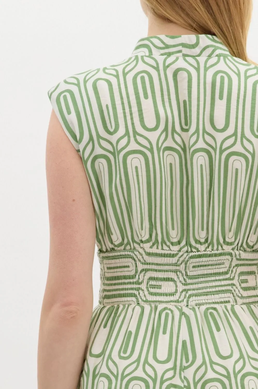 Abstract Print Structured Shoulder Sleeveless Jumpsuit