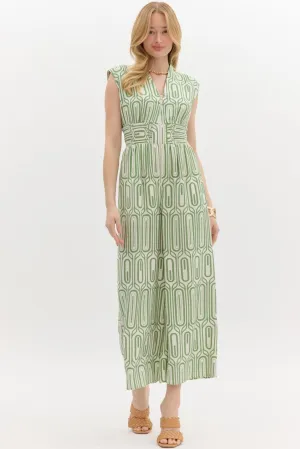 Abstract Print Structured Shoulder Sleeveless Jumpsuit
