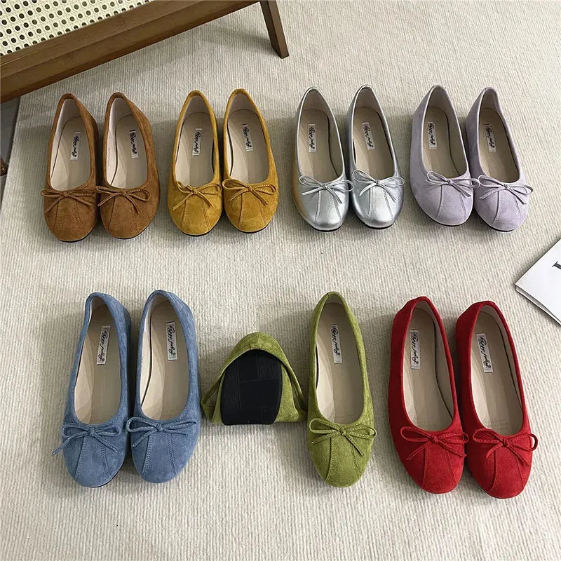ADVBRIDGE  -  Women Flats Footwear Designer Shallow Female Round Toe Butterfly-Knot Ballet Shoes Ladies Flats Slides Shoes Mujer New