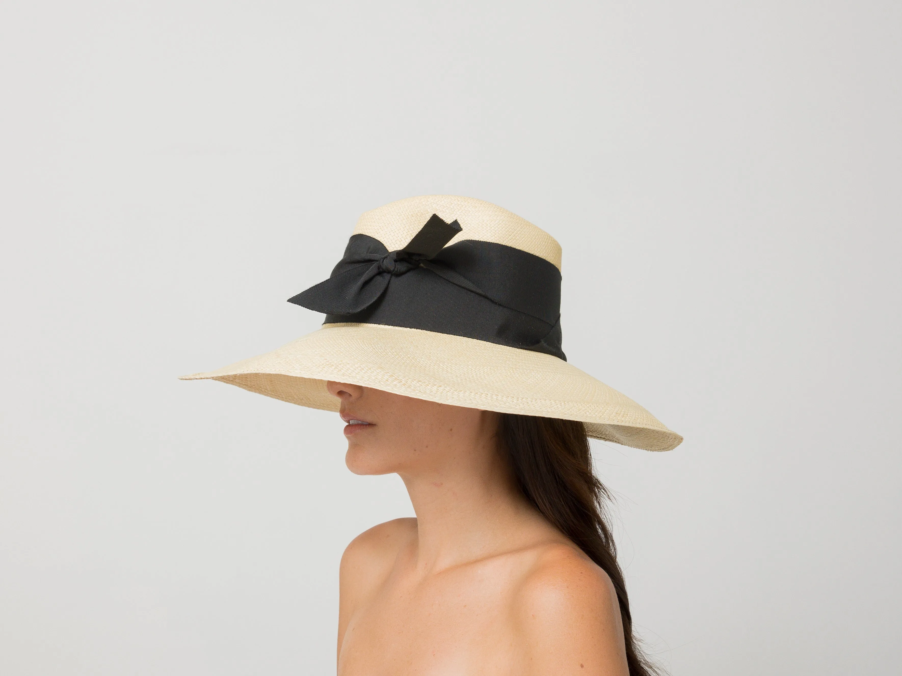 Aguacate Extra Long Brim Hat with Twist Bow
