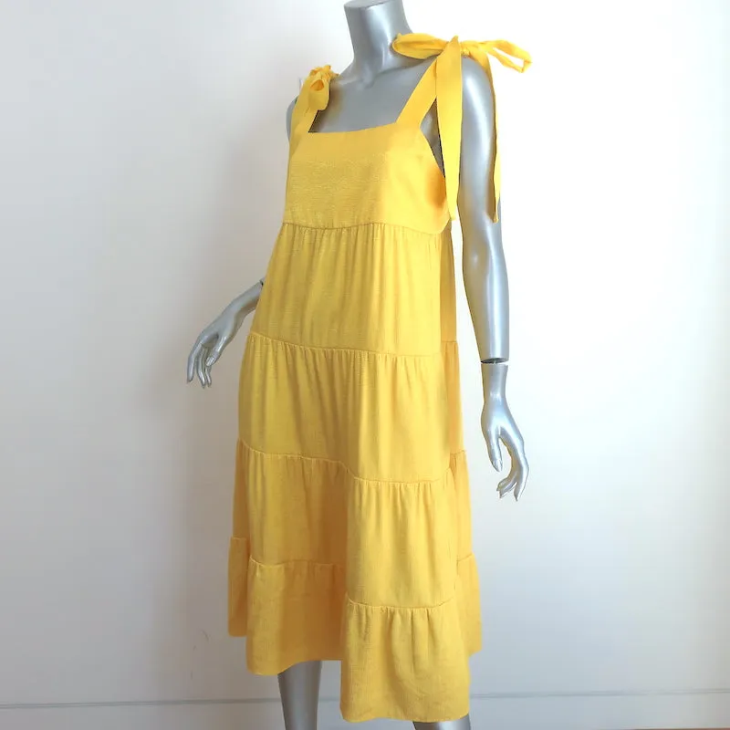 Alice   Olivia Cynthia Bow-Strap Tiered Midi Dress Yellow Size 6