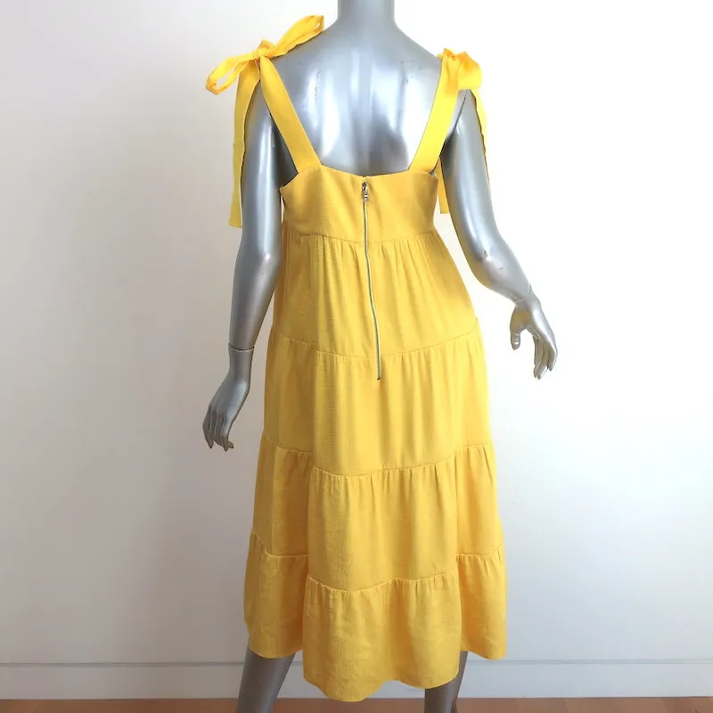 Alice   Olivia Cynthia Bow-Strap Tiered Midi Dress Yellow Size 6