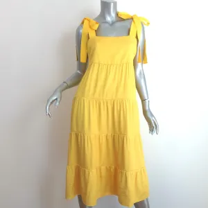 Alice   Olivia Cynthia Bow-Strap Tiered Midi Dress Yellow Size 6
