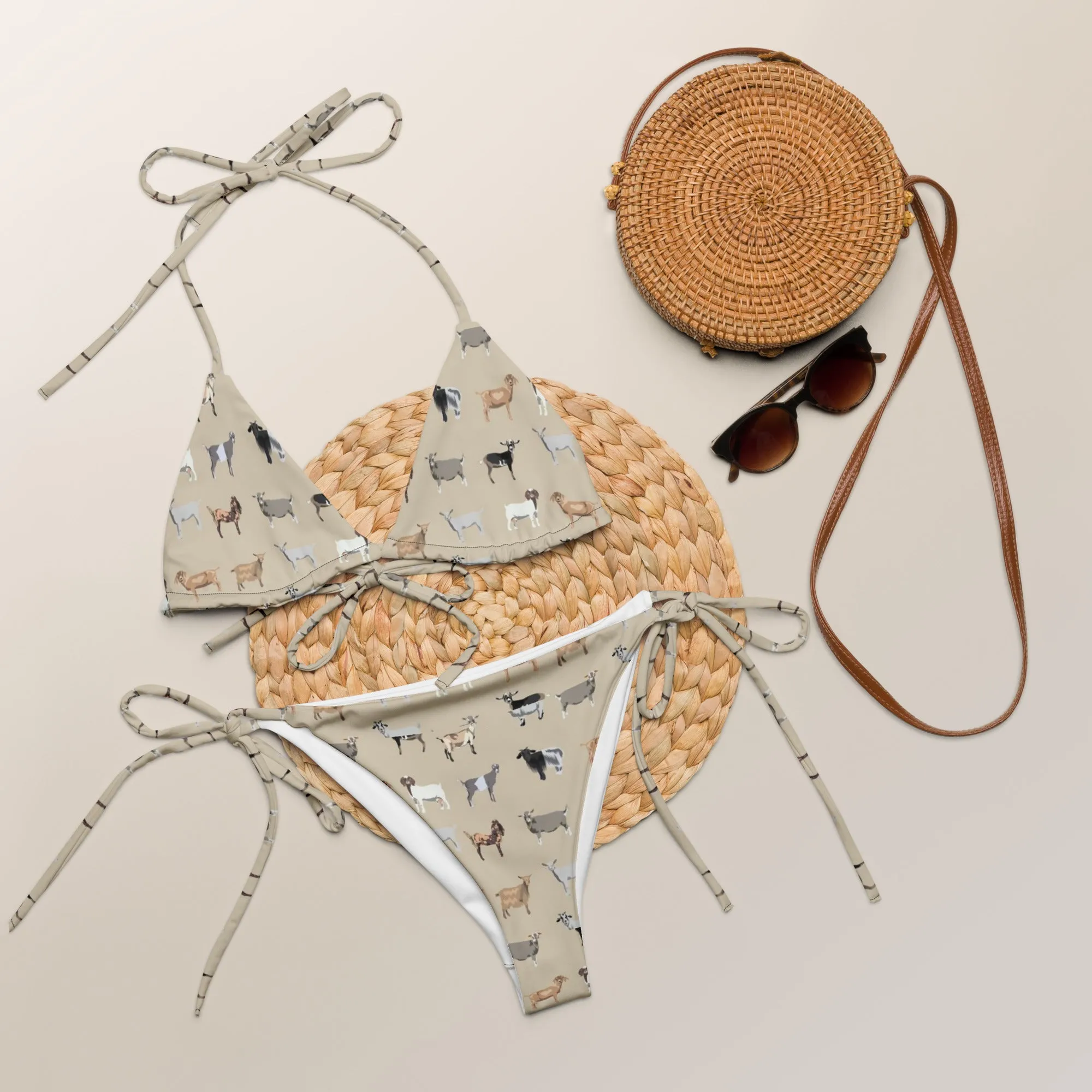All-over print recycled string bikini