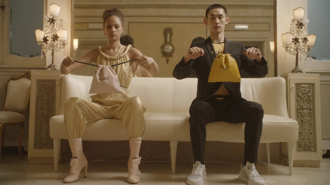 Amazing 2021 Fendi by Kim Jones Holiday Collection & Ad Campaign Metallic Gold Lurex Jumpsuit