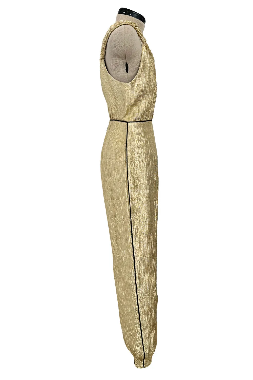 Amazing 2021 Fendi by Kim Jones Holiday Collection & Ad Campaign Metallic Gold Lurex Jumpsuit
