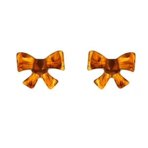 Amber Acrylic & Silver-Plated Bow Stud Earrings