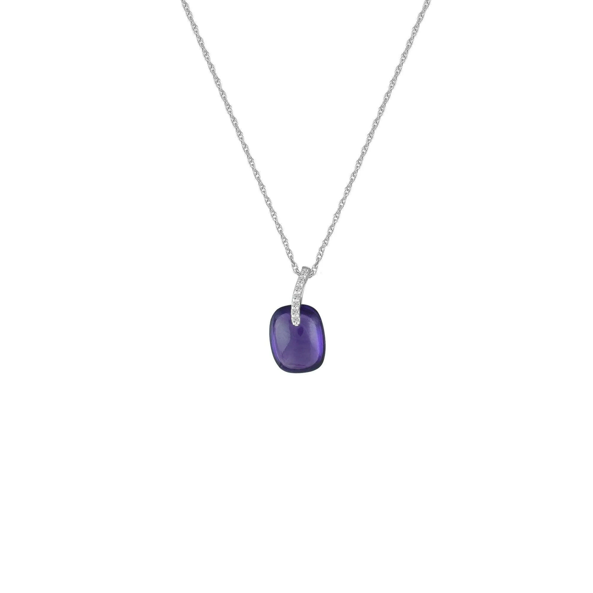 Amethyst and Diamond Accent Fashion Pendant in 10K White Gold