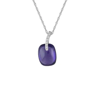 Amethyst and Diamond Accent Fashion Pendant in 10K White Gold