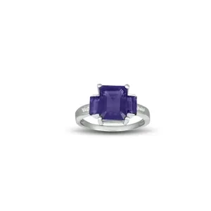 Amethyst and Diamond Accent Ring in Sterling Silver