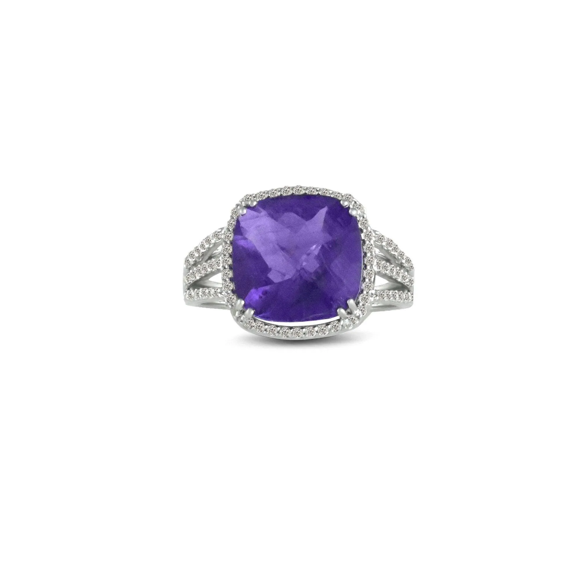 Amethyst and Diamond Fashion Ring in Sterling Silver