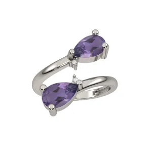 Amethyst and Diamond Fashion Silver Ring