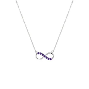 Amethyst Infinity Necklace in Silver