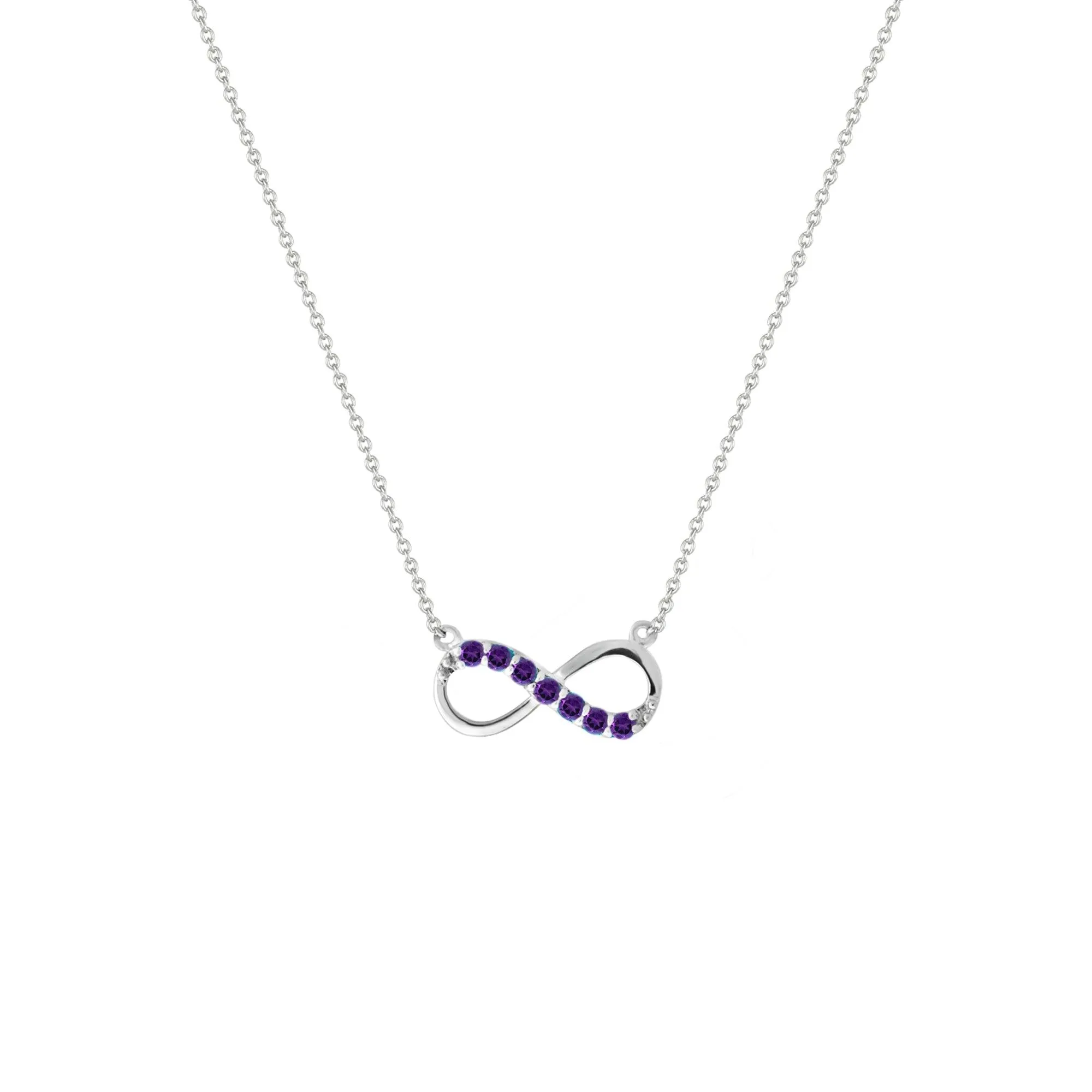 Amethyst Infinity Necklace in Silver