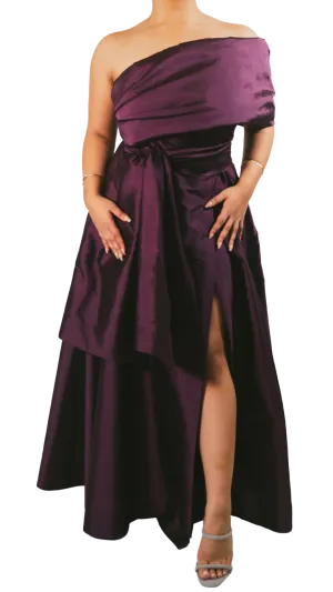 Aubergine Purple One Shoulder Gown
