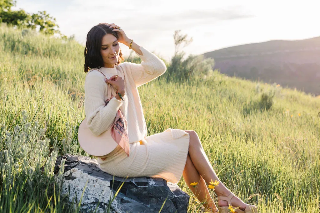 Avery Ribbed Long Sleeve Sweater Top   Knee Length Skirt