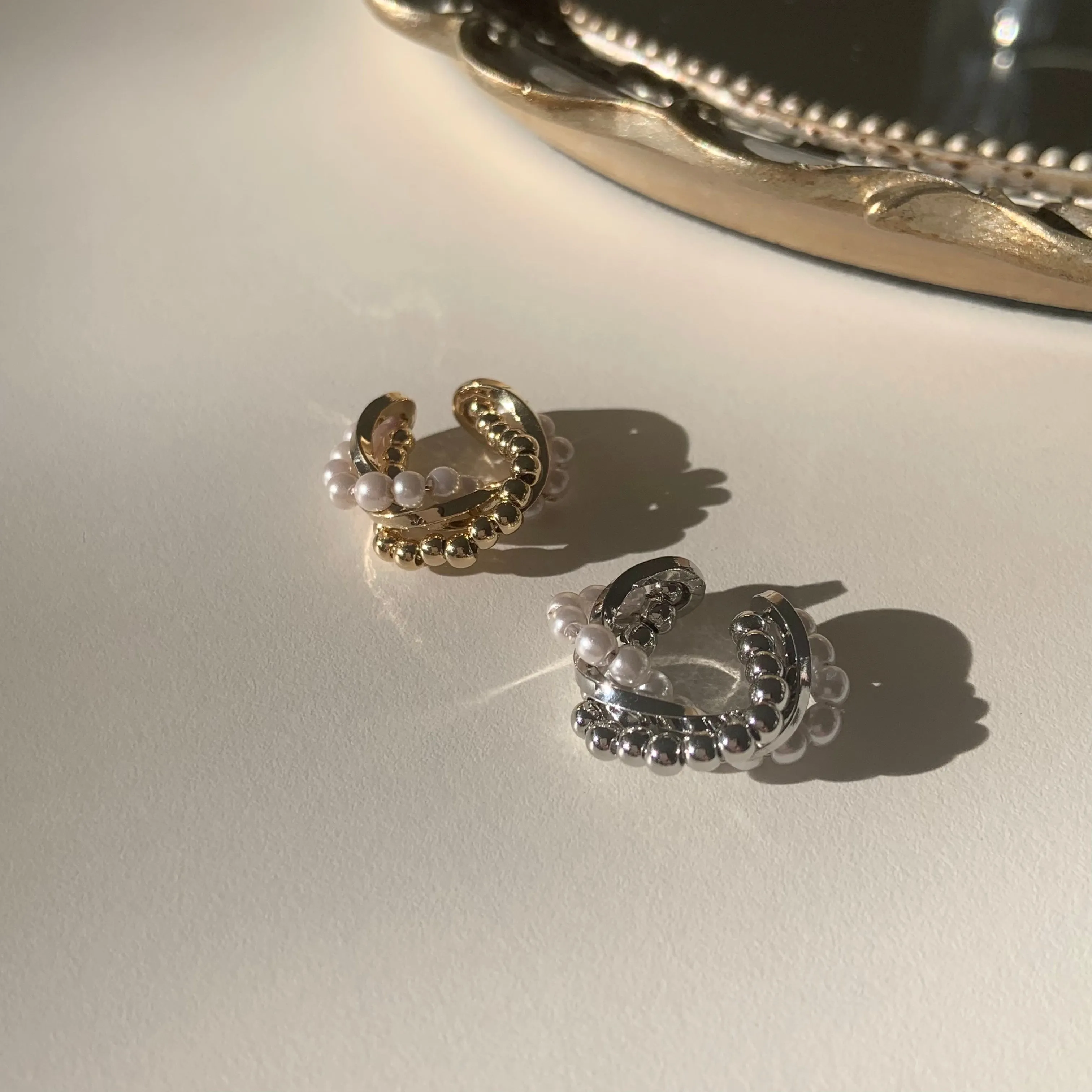 Avery's Pearl Wrapped Twisted Metal Ear Cuff