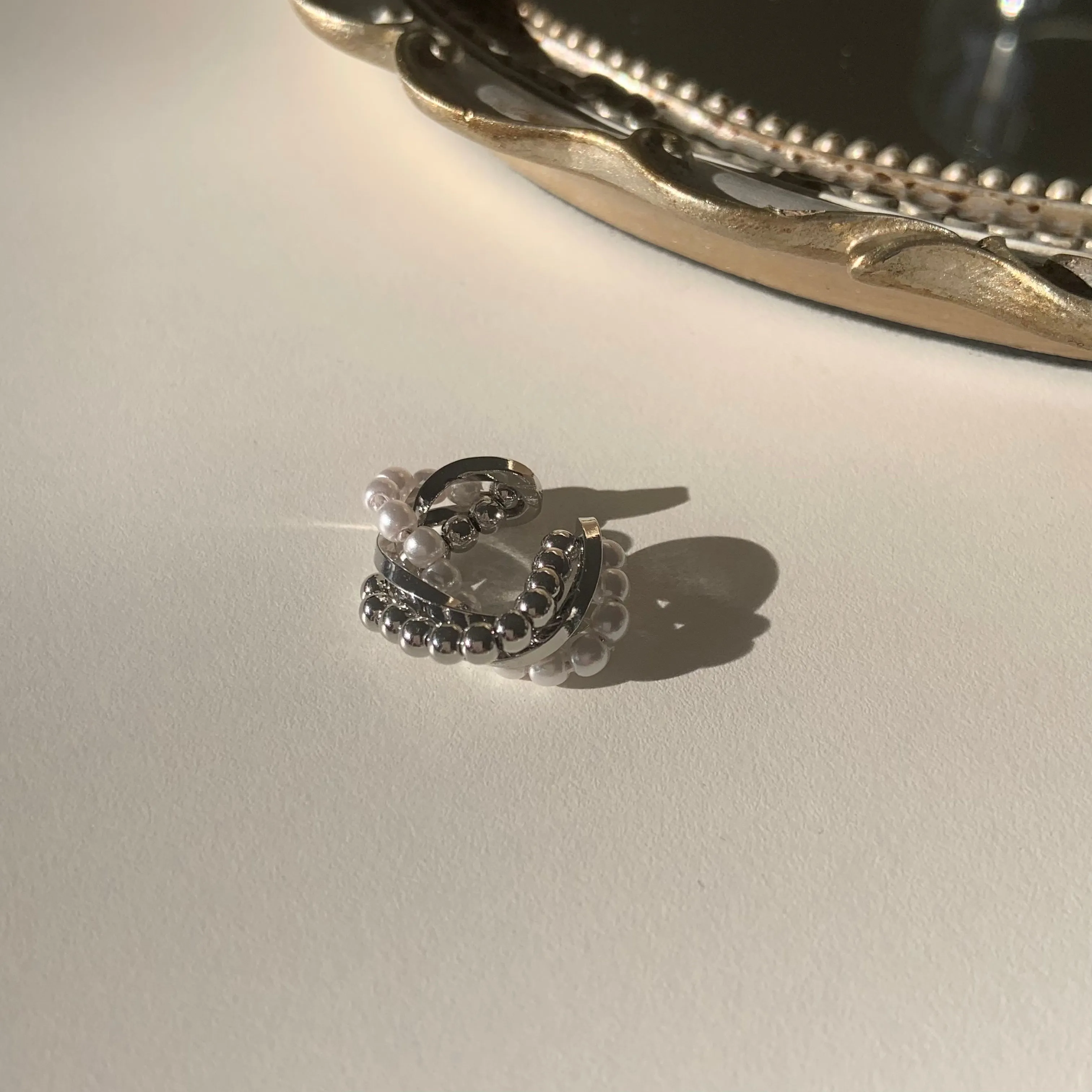 Avery's Pearl Wrapped Twisted Metal Ear Cuff