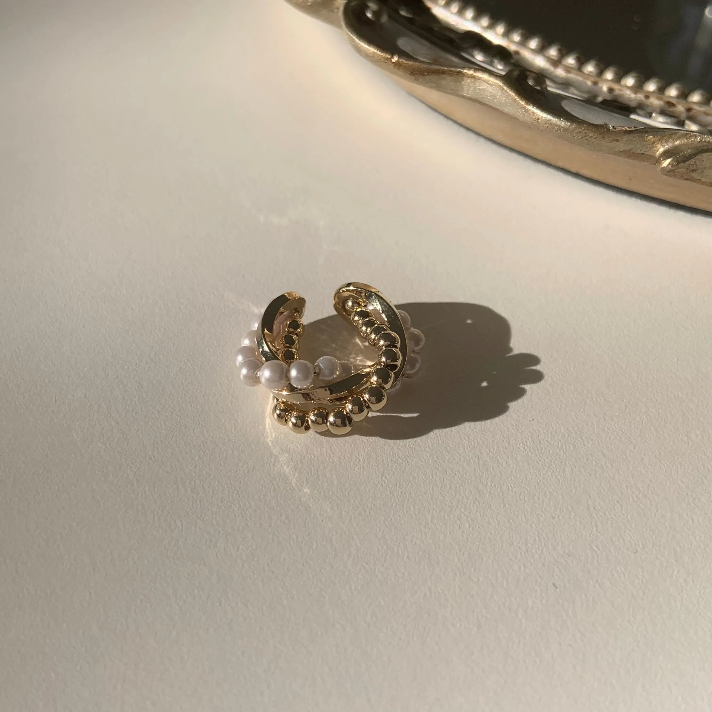 Avery's Pearl Wrapped Twisted Metal Ear Cuff