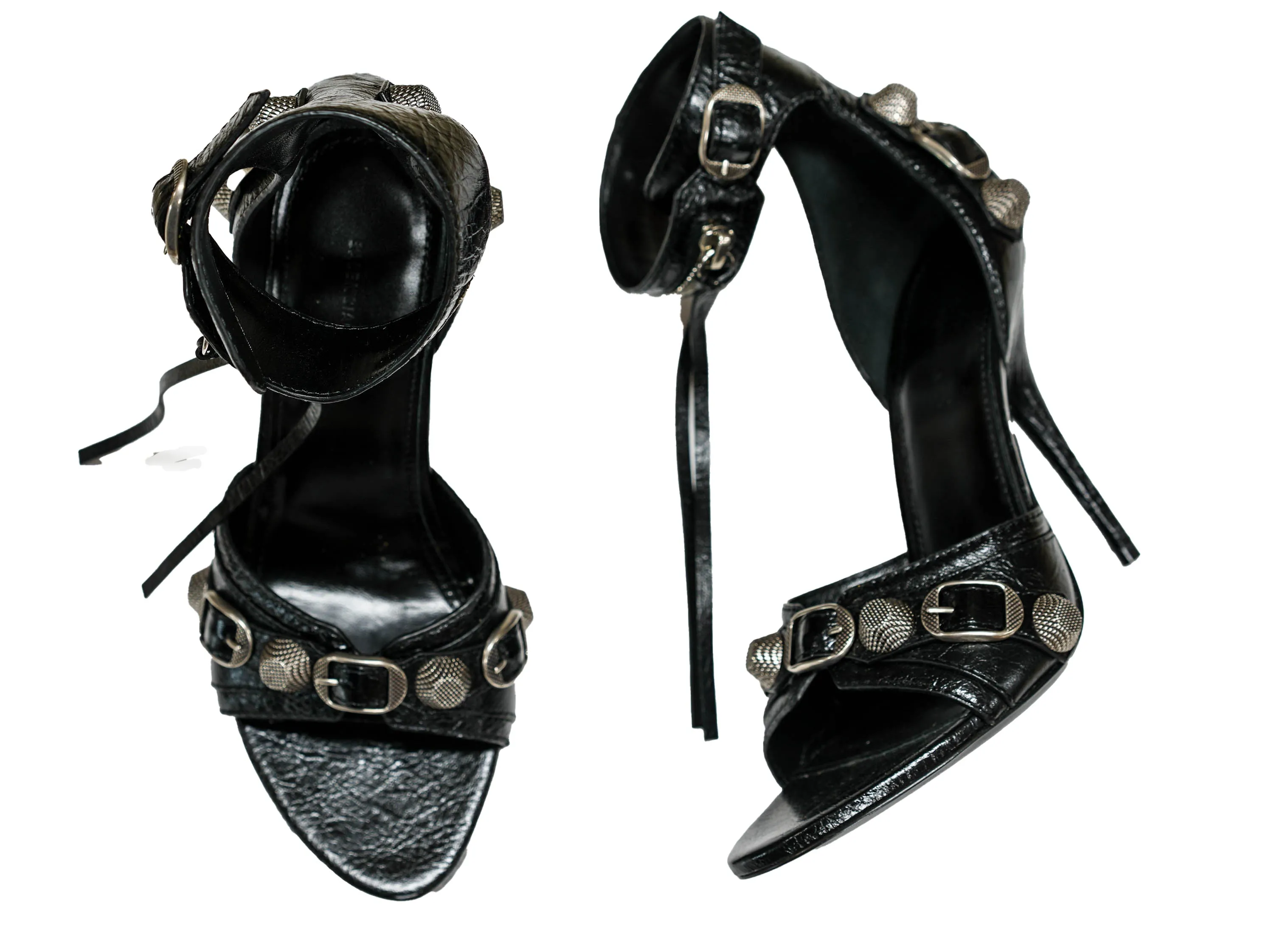 Balenciaga Women's Black Leather Sandal Cagole 743057