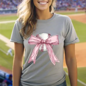 Ball Wrapped in Bow Women's Baseball Shirt