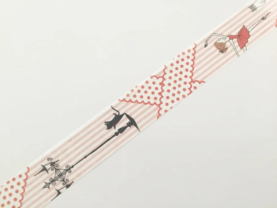 Ballet dancer & Black cat washi tape - 10 meters WT821 Shinzi Katoh
