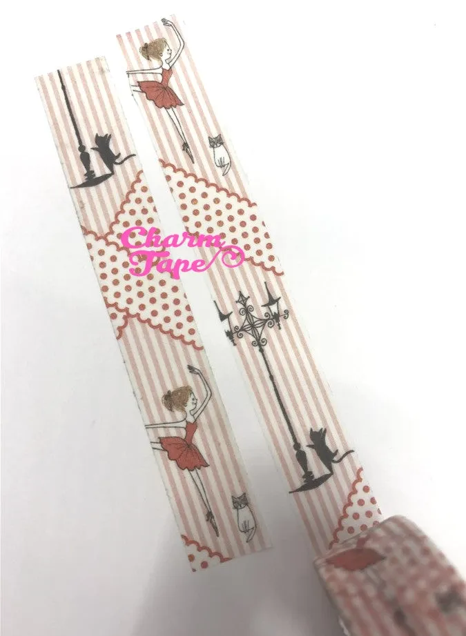 Ballet dancer & Black cat washi tape - 10 meters WT821 Shinzi Katoh