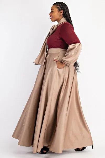 Balloon Sleeve Two Tone Dress
