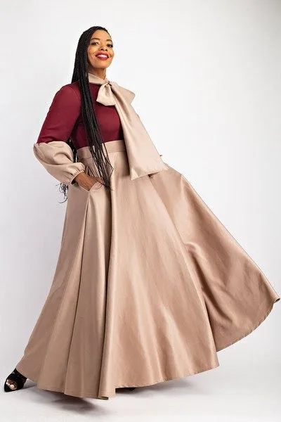 Balloon Sleeve Two Tone Dress