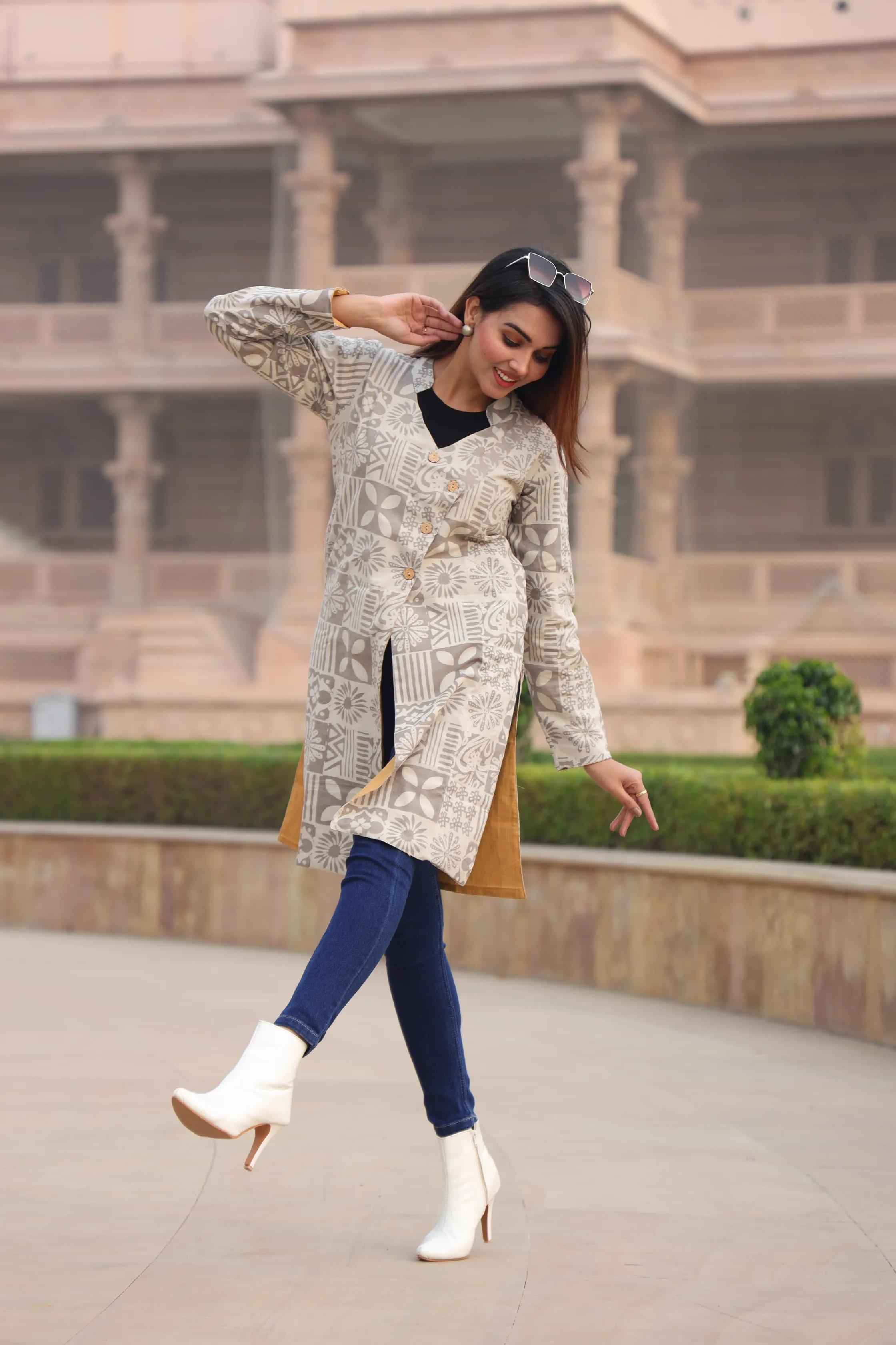 Beautiful Brown Hand Block Printed Pure Cotton Winter Jackets