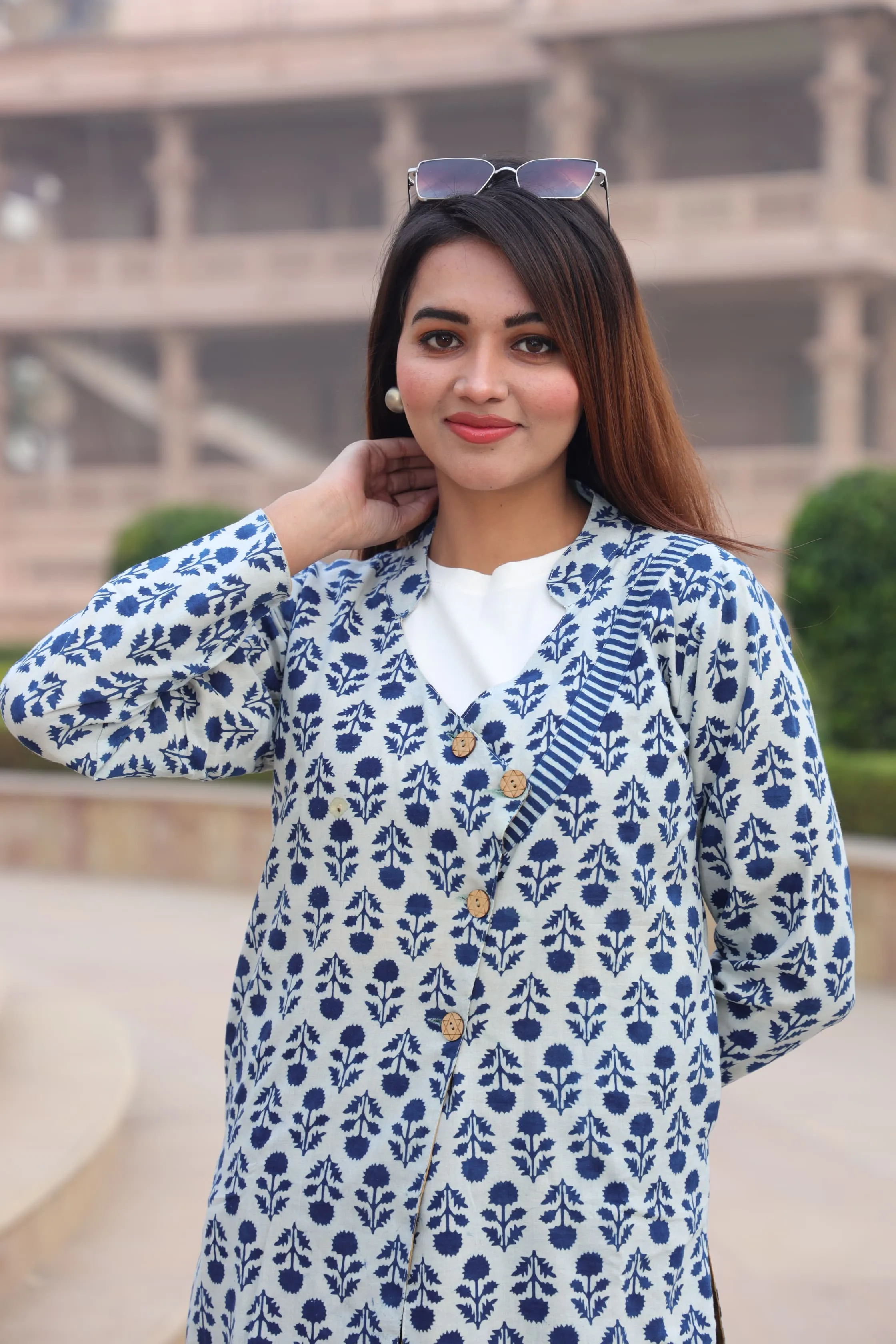 Beautiful Off White Bagru Hand Block Printed Pure Cotton Winter Jackets