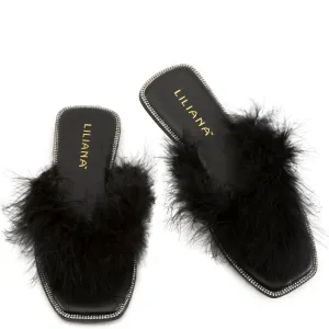 Bebe-2 Fur Thong Sandals