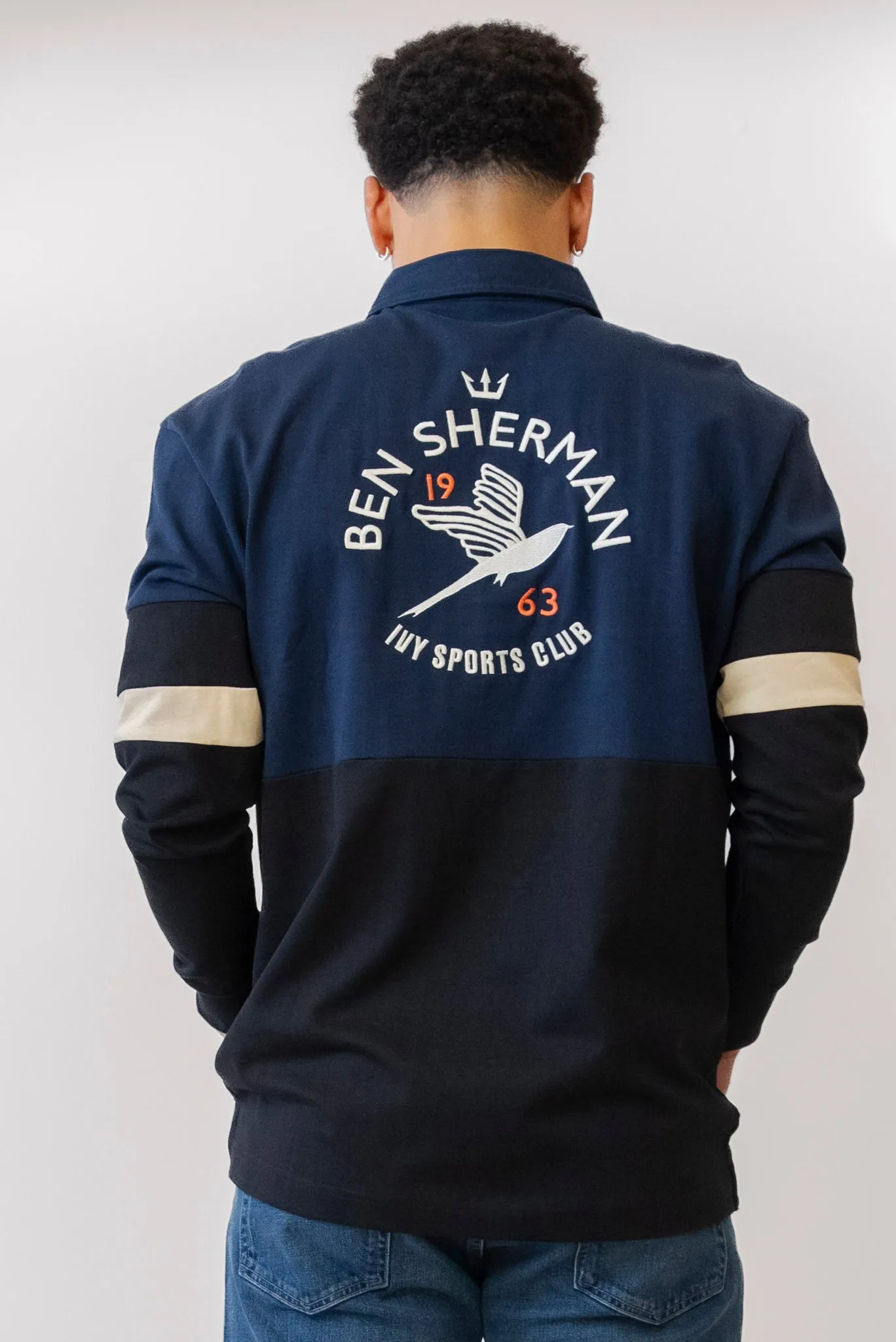 BEN SHERMAN Color Block Rugby Pullover