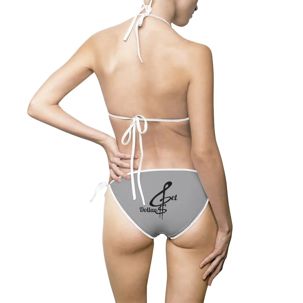 Bikini Grey Swimsuit (Multiple Strap Colors)
