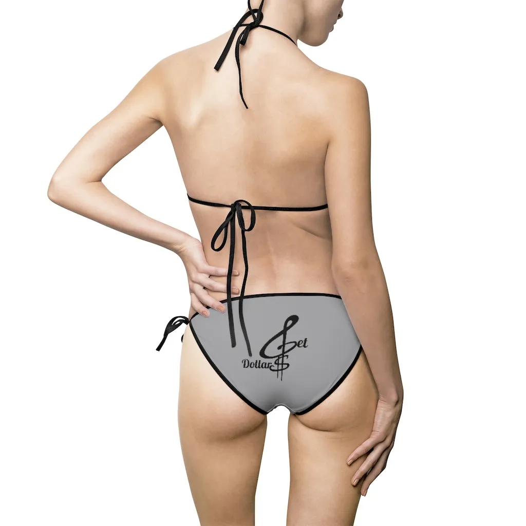 Bikini Grey Swimsuit (Multiple Strap Colors)