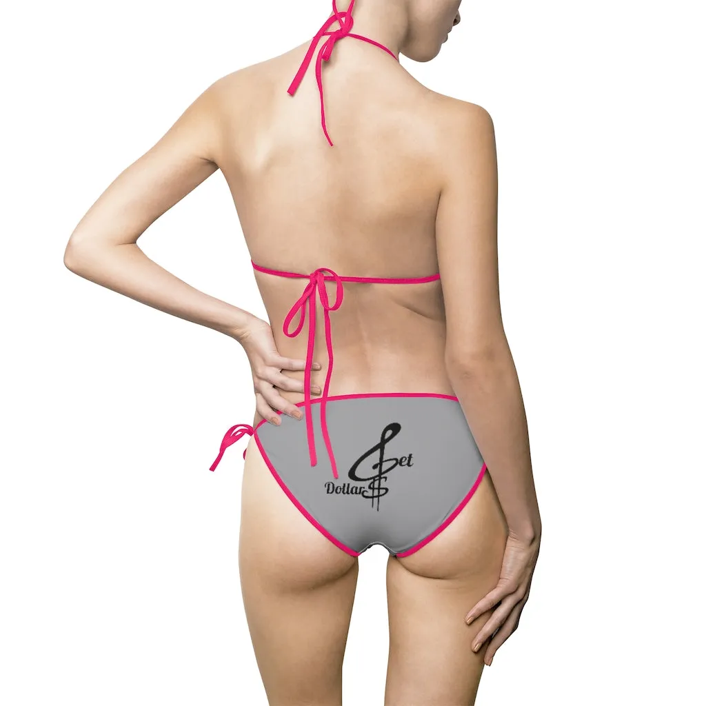 Bikini Grey Swimsuit (Multiple Strap Colors)