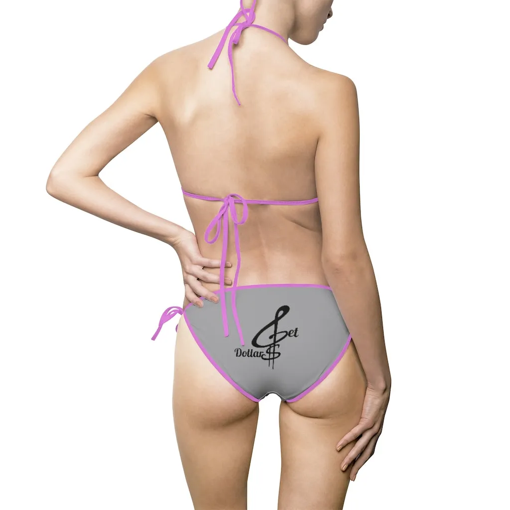 Bikini Grey Swimsuit (Multiple Strap Colors)