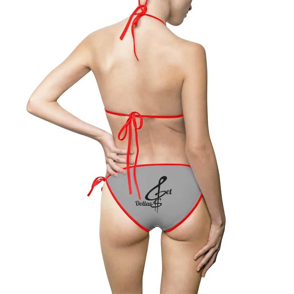 Bikini Grey Swimsuit (Multiple Strap Colors)