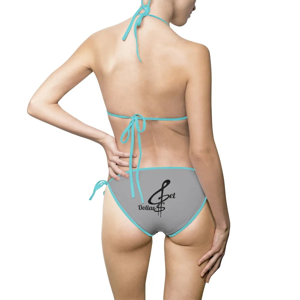 Bikini Grey Swimsuit (Multiple Strap Colors)
