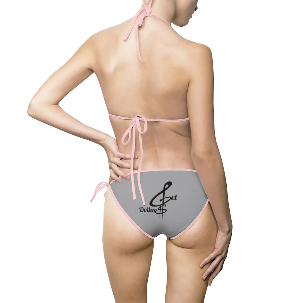Bikini Grey Swimsuit (Multiple Strap Colors)