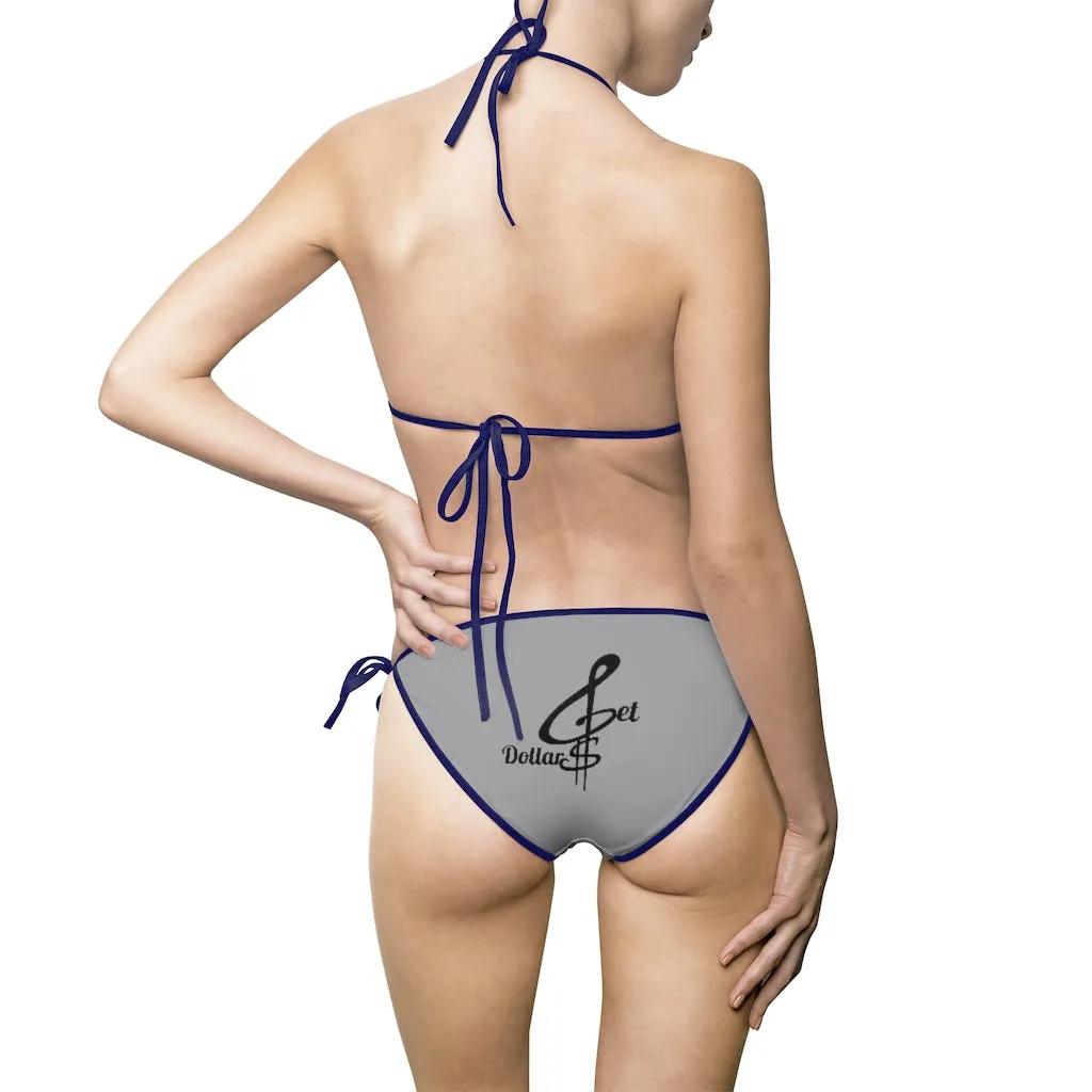 Bikini Grey Swimsuit (Multiple Strap Colors)